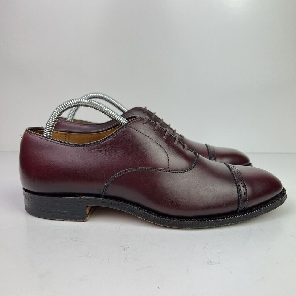 ALDEN Men's Dress Shoes Size 9 Perforated Burgundy Calfskin Cap Toe 905 USA Made